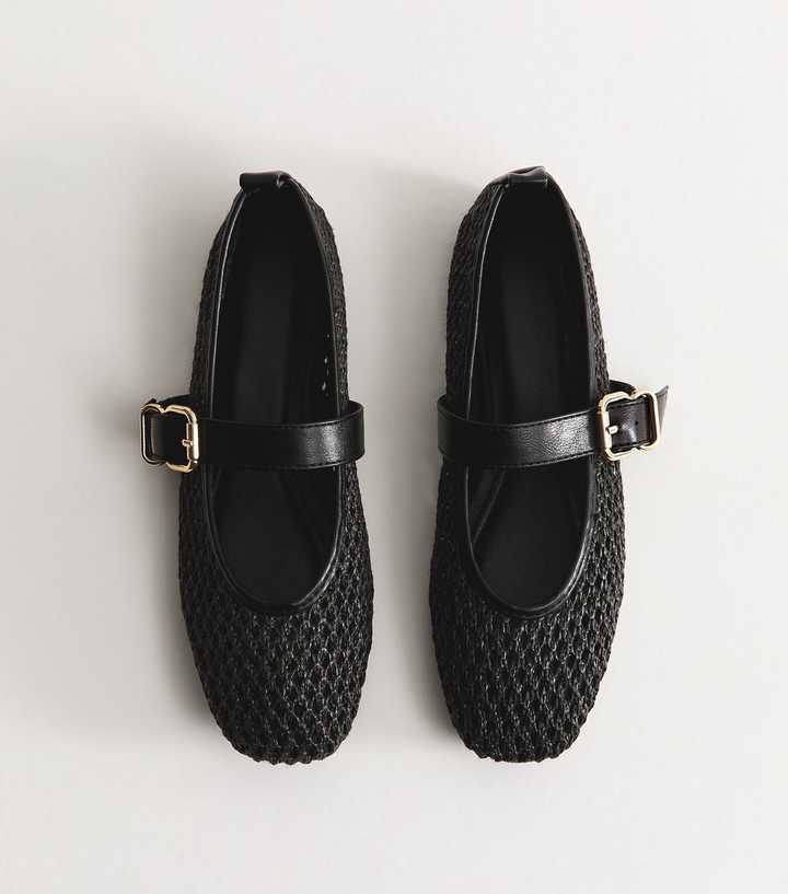 Truffle Black Faux Leather Woven Mary Jane Pumps