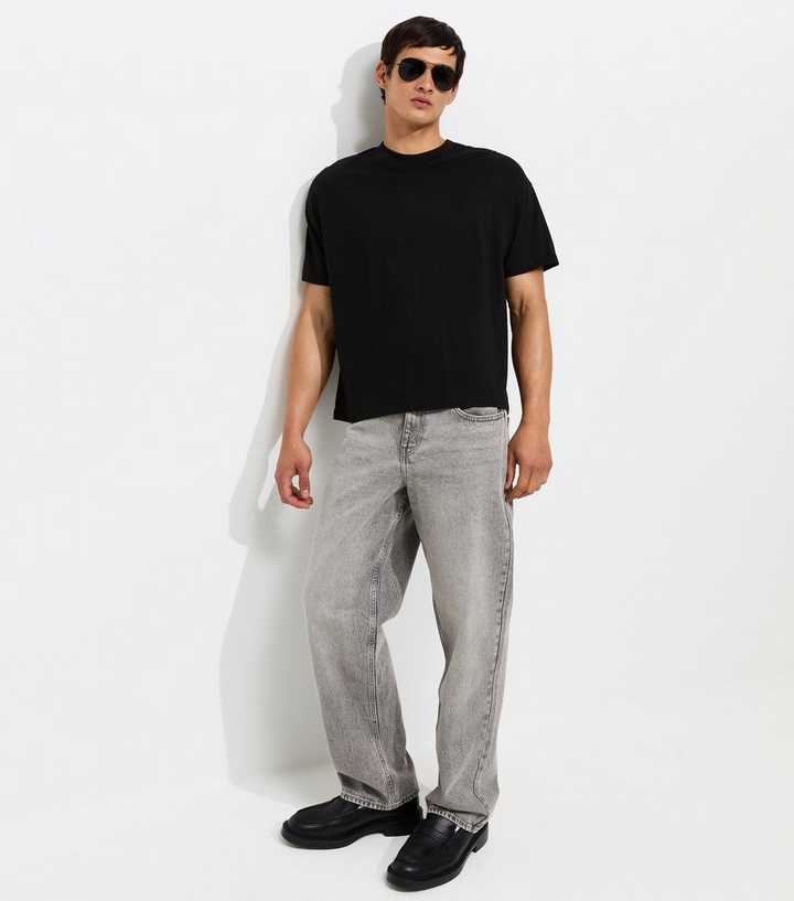 Light Grey Cotton Baggy Fit Jeans