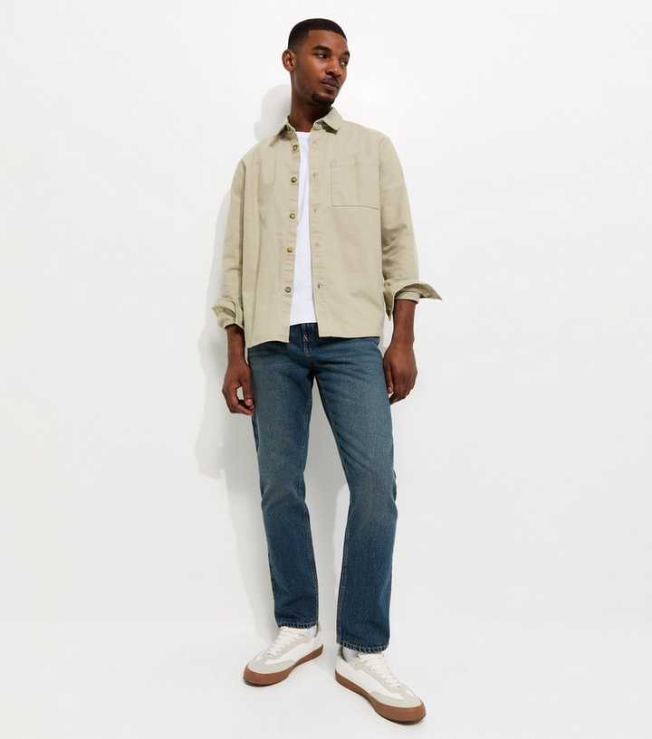 Blue Regular Straight Leg Jeans