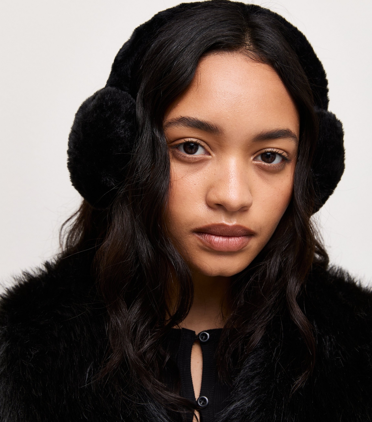 New Look Women's Black Faux Fur Earmuffs