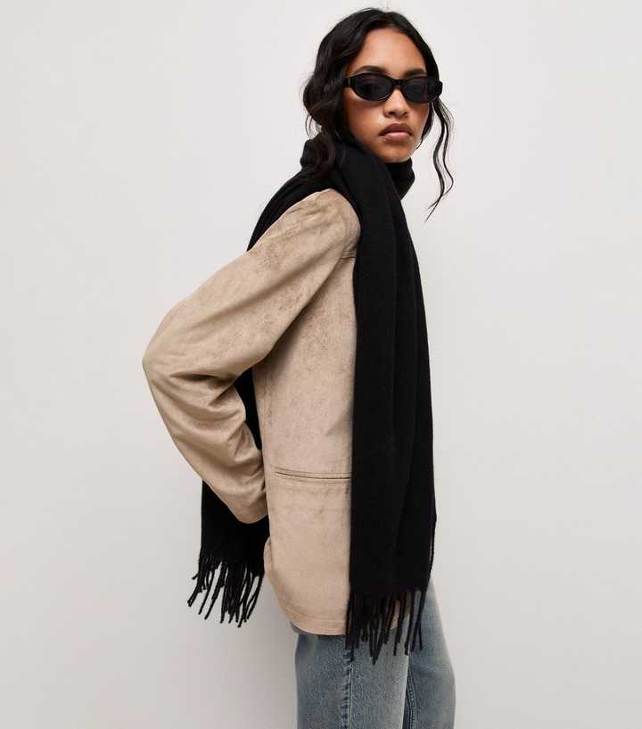 Black Classic Fringed Scarf