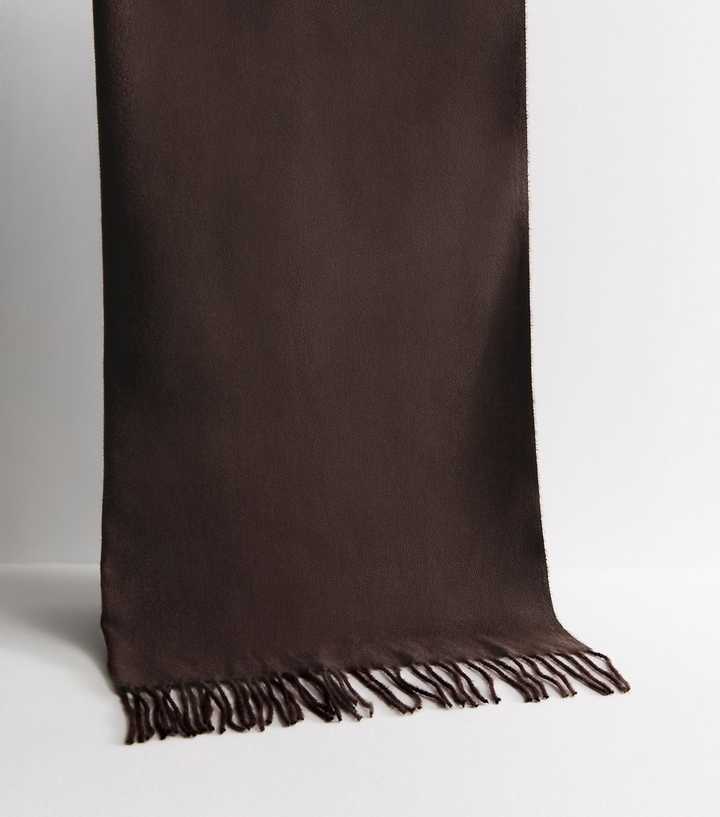 Dark Brown Classic Fringed Scarf