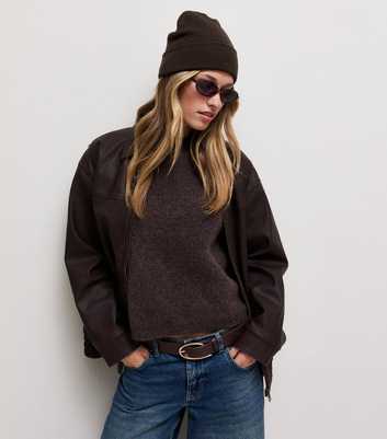 Dark Brown Knitted Beanie Hat
