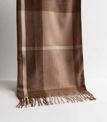 Brown Woven Checked Scarf