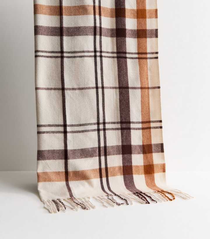 Cream Woven Checked Scarf