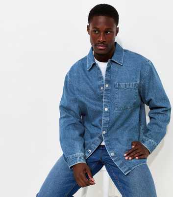 Navy Cotton Boxy Fit Denim Twill Overshirt