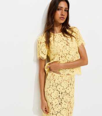 Light Yellow Lace Scalloped Top