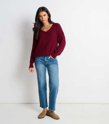 Gini London Burgundy Knit Oversized Jumper