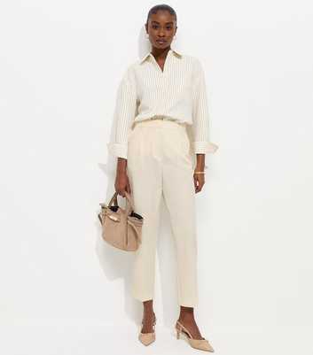 Cream Tapered Leg Tailored Trousers