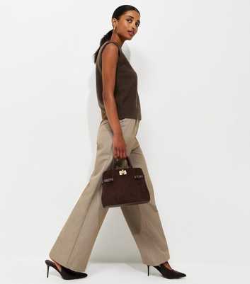 Stone Tailored Front Crease Wide Leg Trousers