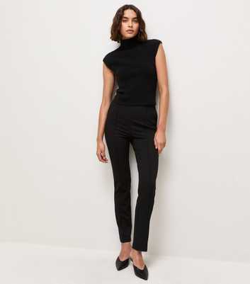 Tall Black Jersey Twill Slim Leg Trousers