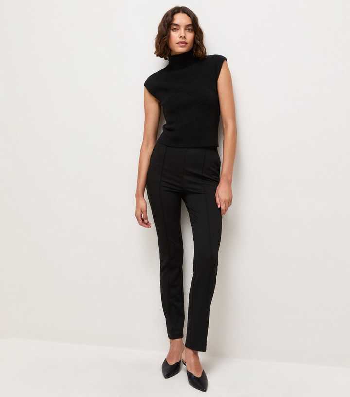 Tall Black Jersey Twill Slim Leg Trousers