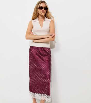 Polly Polka Satin Lace Bias Skirt