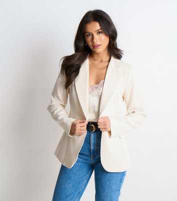 Gini London Off White Seamed Breasted Blazer
