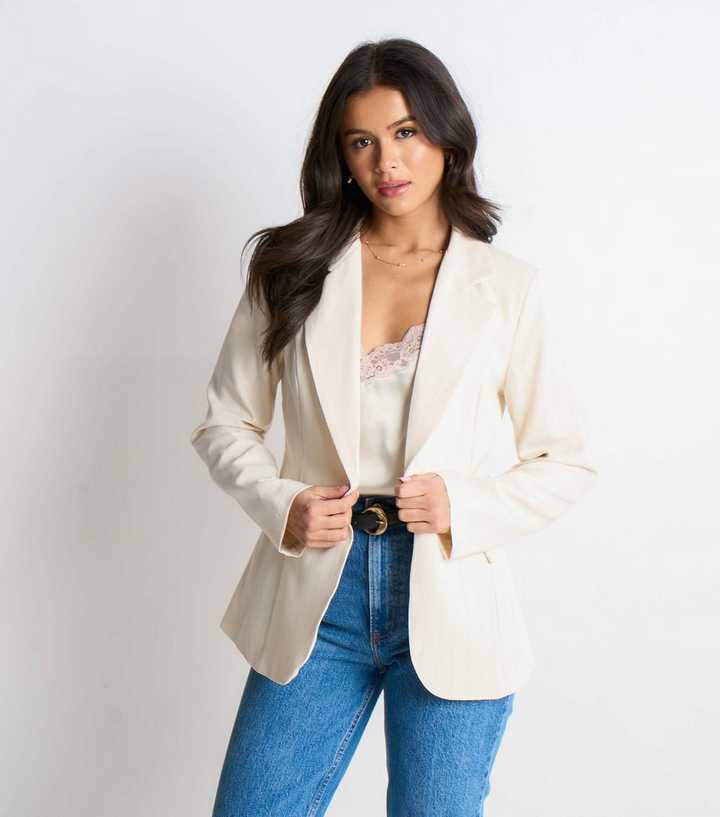 Gini London Off White Seamed Breasted Blazer