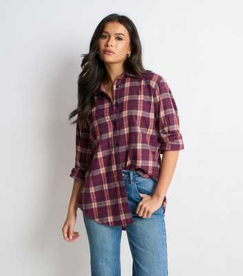 Gini London Purple Check Longline Shirt