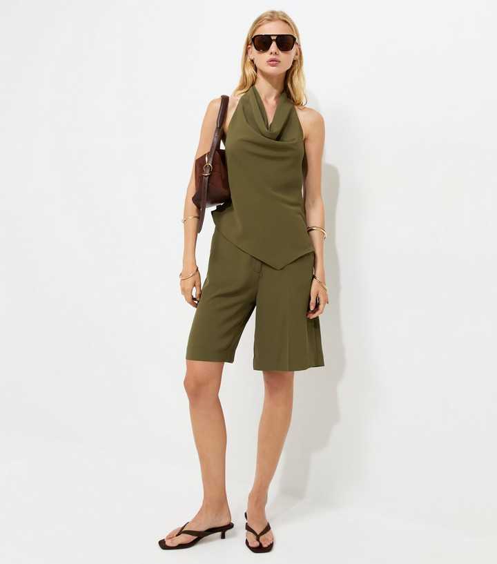 Dark Khaki Tailored Jorts