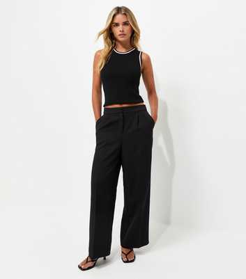 Petite Black Tailored Wide Leg Trousers