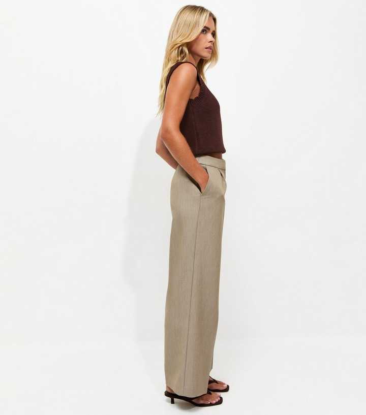Petite Stone Tailored Wide Leg Trousers