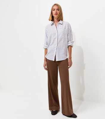 Dark Brown Jersey Wide Leg Trousers
