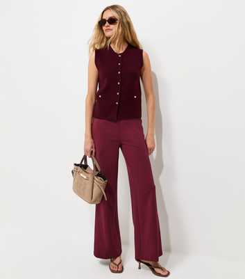 Dark Burgundy Jersey Wide Leg Trousers