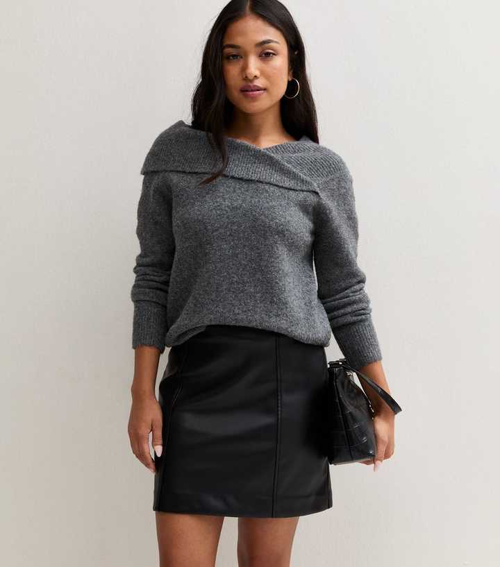 Petite Black Faux Leather Mini Skirt