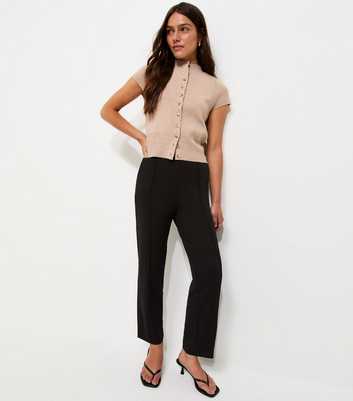 Petite Black Jersey Twill Slim Leg Trousers