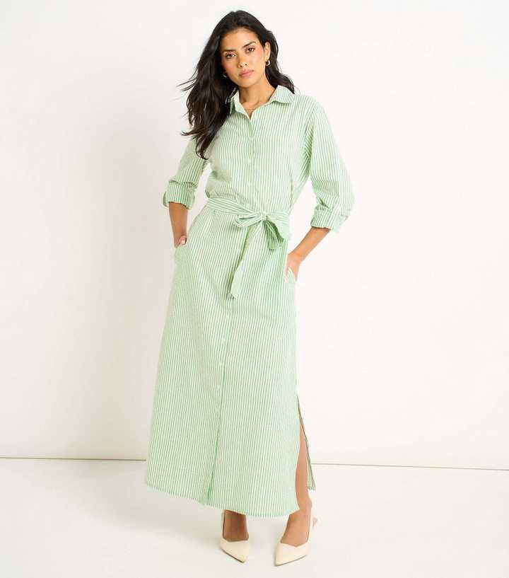 green striped shirt dress Pullover Dress