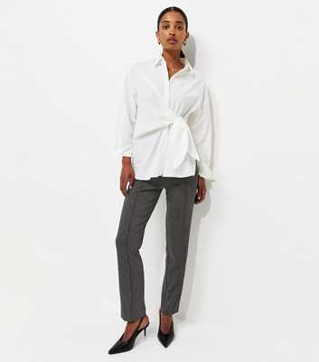 Dark Grey Jersey Twill Slim Leg Trousers