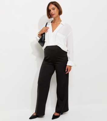 Maternity Black Jersey Wide Leg Trousers