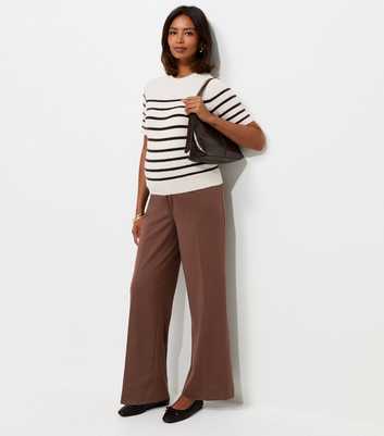 Maternity Dark Brown Jersey Wide Leg Trousers