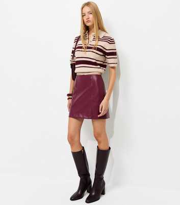 Dark Burgundy Faux Leather Mini Skirt