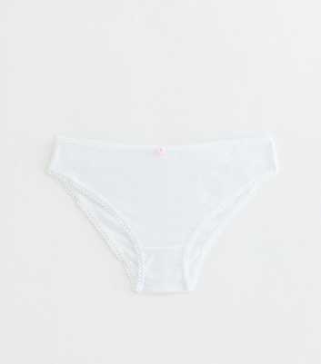 Girls White Cotton Rich Pointelle Rose Bud Briefs