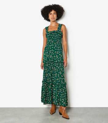 Apricot Dark Green Ditsy Floral Maxi Dress