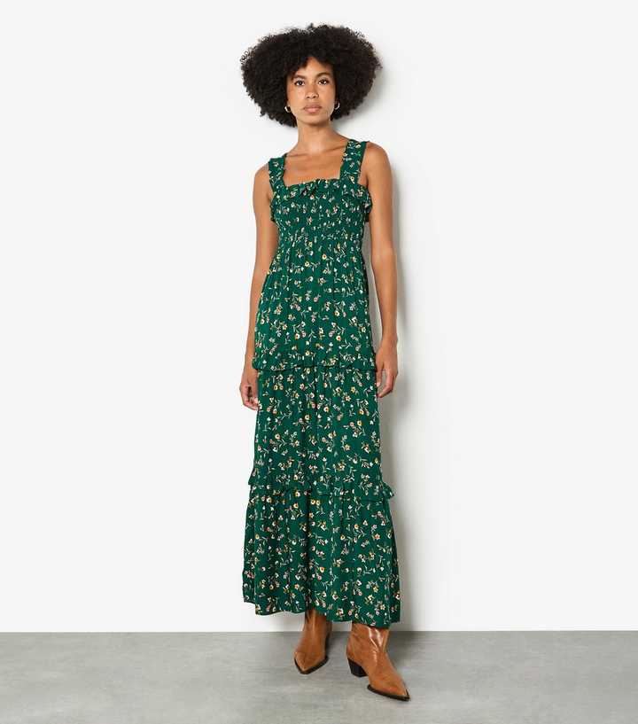 Apricot Dark Green Ditsy Floral Maxi Dress