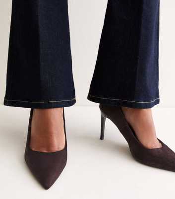 Dark Burgundy Faux Suede Pointed Toe Court Shoes