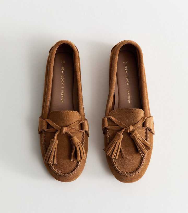 Premium Real Suede Tan Tassel Loafers