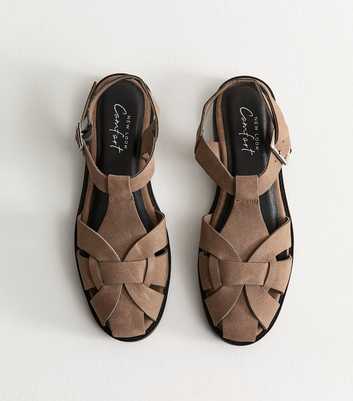 Light Brown Faux Suede Gladiator Strap Flat Sandals