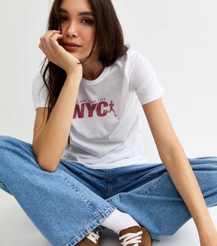 White NYC Run Print T-Shirt