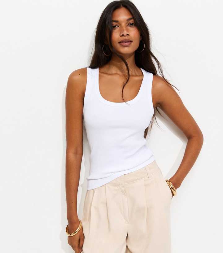 White Cotton Rich Scoop Neck Vest
