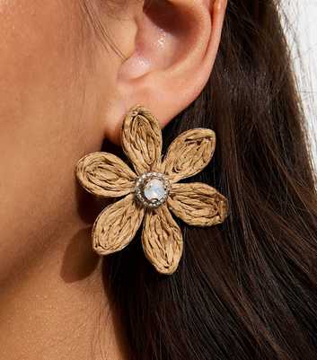 Brown Jewel Centre Floral Stud Earrings