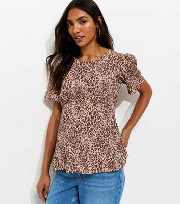 Maternity Brown Leopard Print Half Moon Top