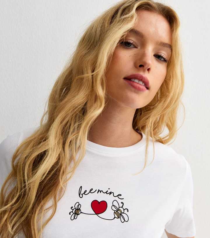White Valentines Bee Mine Relaxed T-Shirt