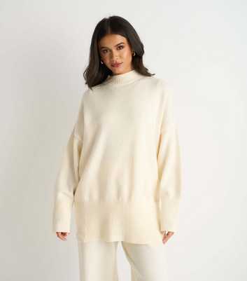 Gini London Cream Knitted Turtle Neck Jumper