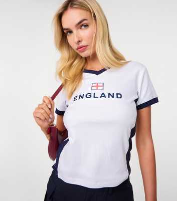 Pink Vanilla White England Embellished Football Top