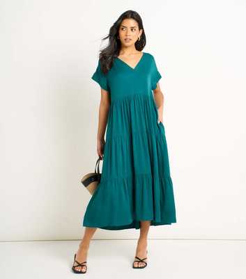 Gini London Teal Smock Midi Dress