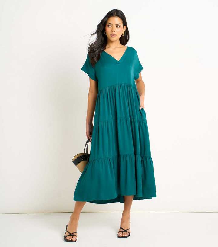 Gini London Teal Smock Midi Dress