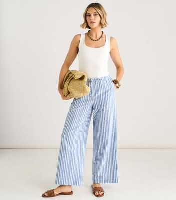 Gini London Light Blue Striped Cotton Rich Trousers