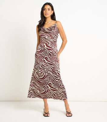 Gini London Zebra Print Cowl Neck Midi Dress