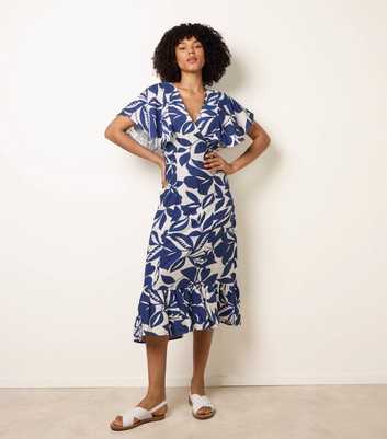Blue Vanilla Blue Floral Wrap Midi Dress